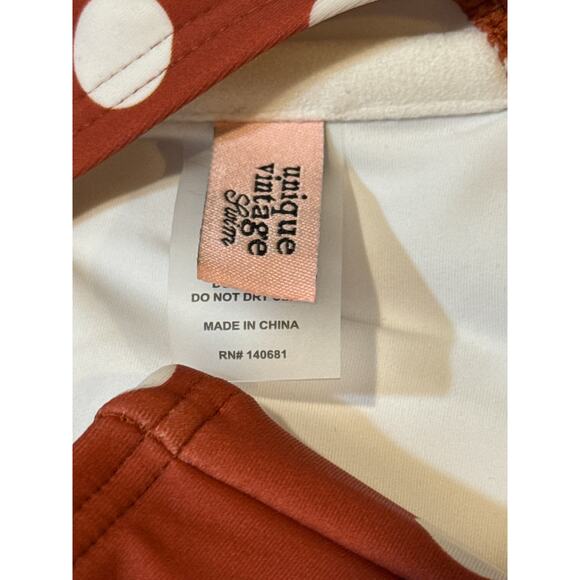 Unique Vintage 1970’s Rust and White Dot Bikini Top 1X 16 NWOT - Picture 6 of 7